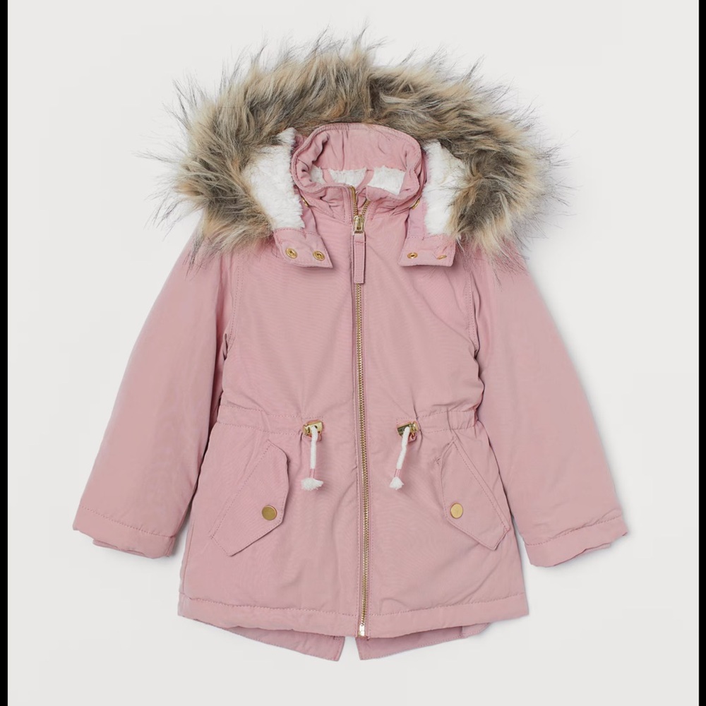 H&M Pink Faux-Fur Hooded Girls' Parka
